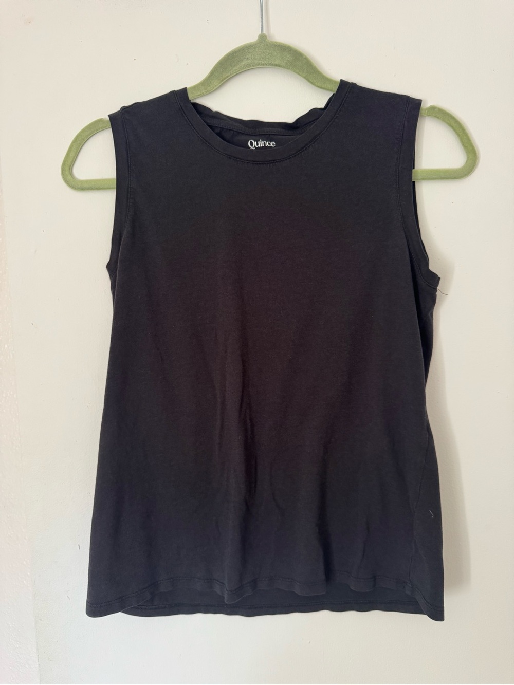 Quince Black Crewneck Tank Top